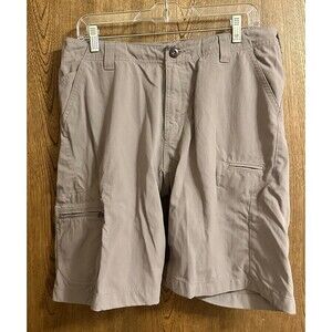 Patagonia Cargo Short Mens 34 Tan Beige Flat Front Outdoor Pockets Hiking Twill